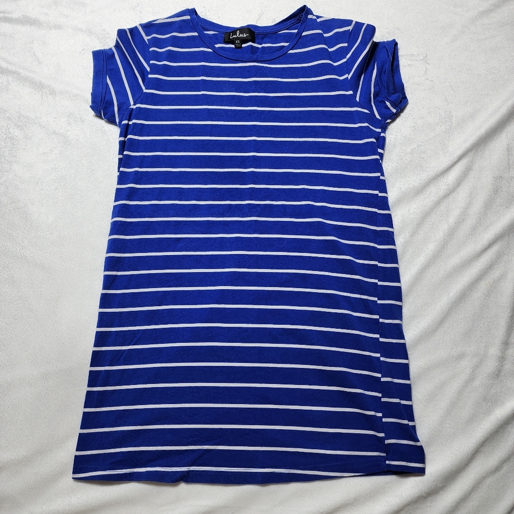 COPY - Lulus Cafe Society Royal Blue Striped Shirt Dress